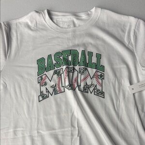 George White Baseball Mom Graphic Tee with Green Lettering